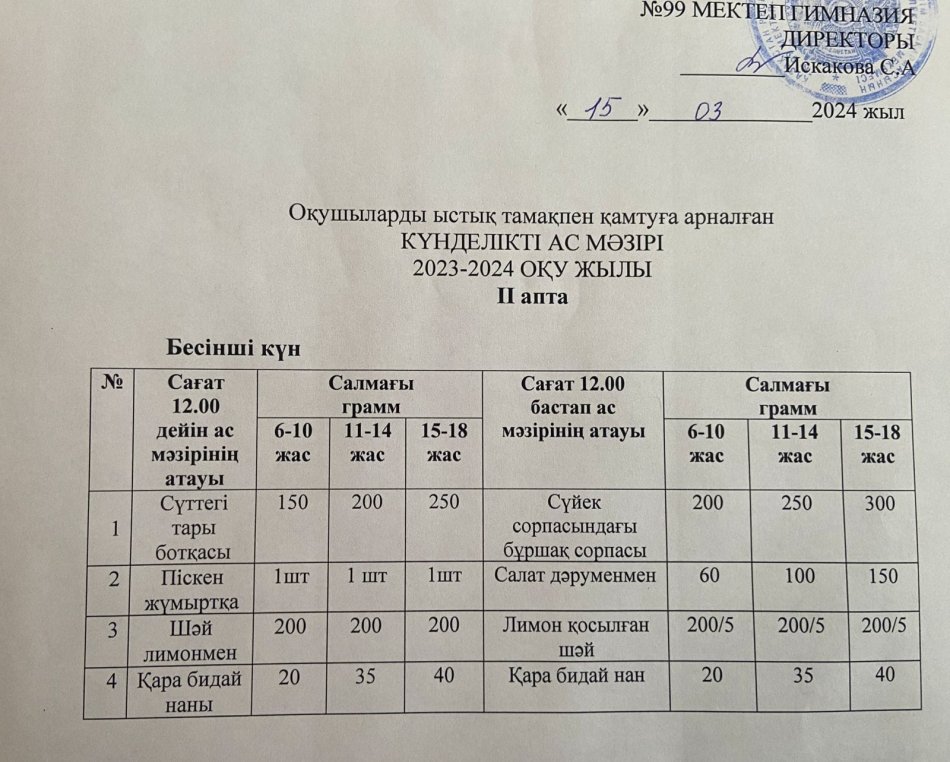КҮНДЕЛІКТІ АС МӘЗІРІ